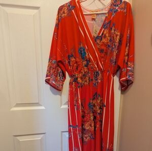 Flying Tomato Red/Orange Floral Jumpsuit -Size S -